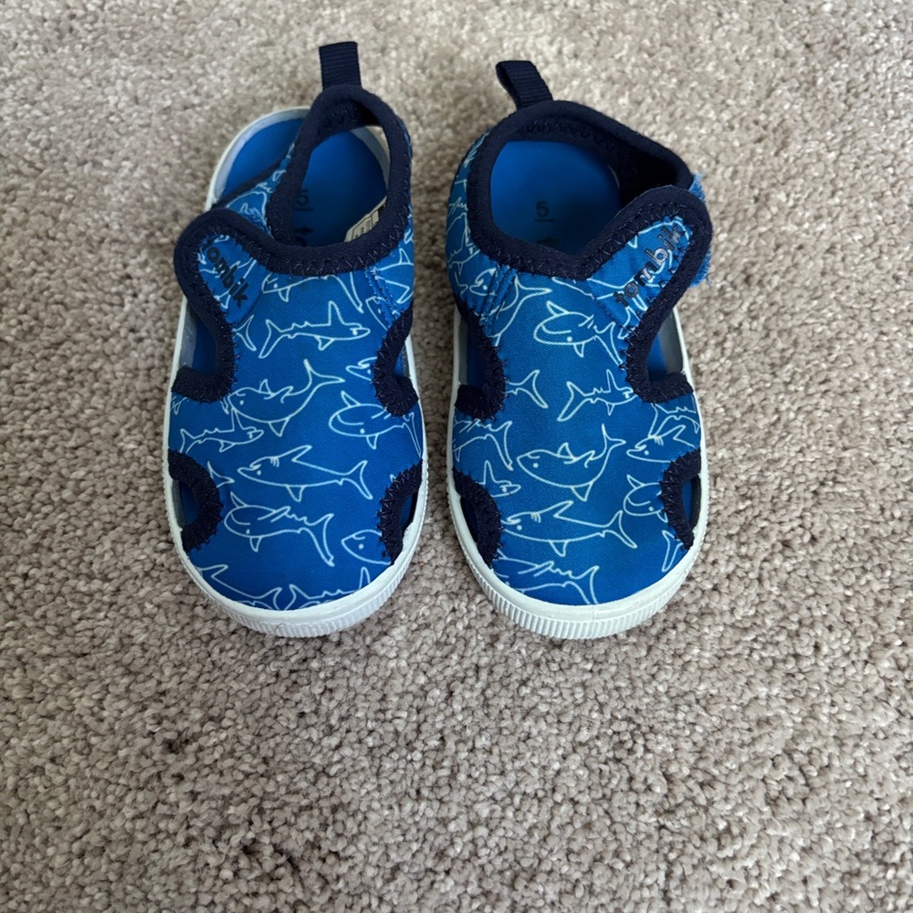 Blue Shark Print Kids Shoes